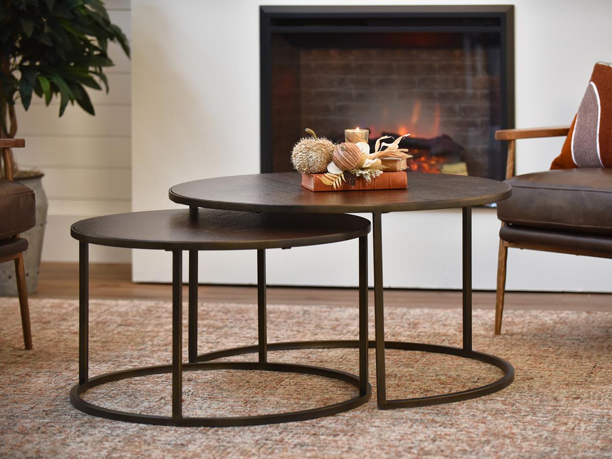 Copper-Top Nesting Coffee Tables